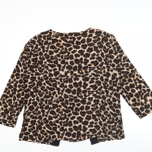 Envy Womens Leopard Print Tunic Blouse 2XL Multicoloured 3/4 Sleeve