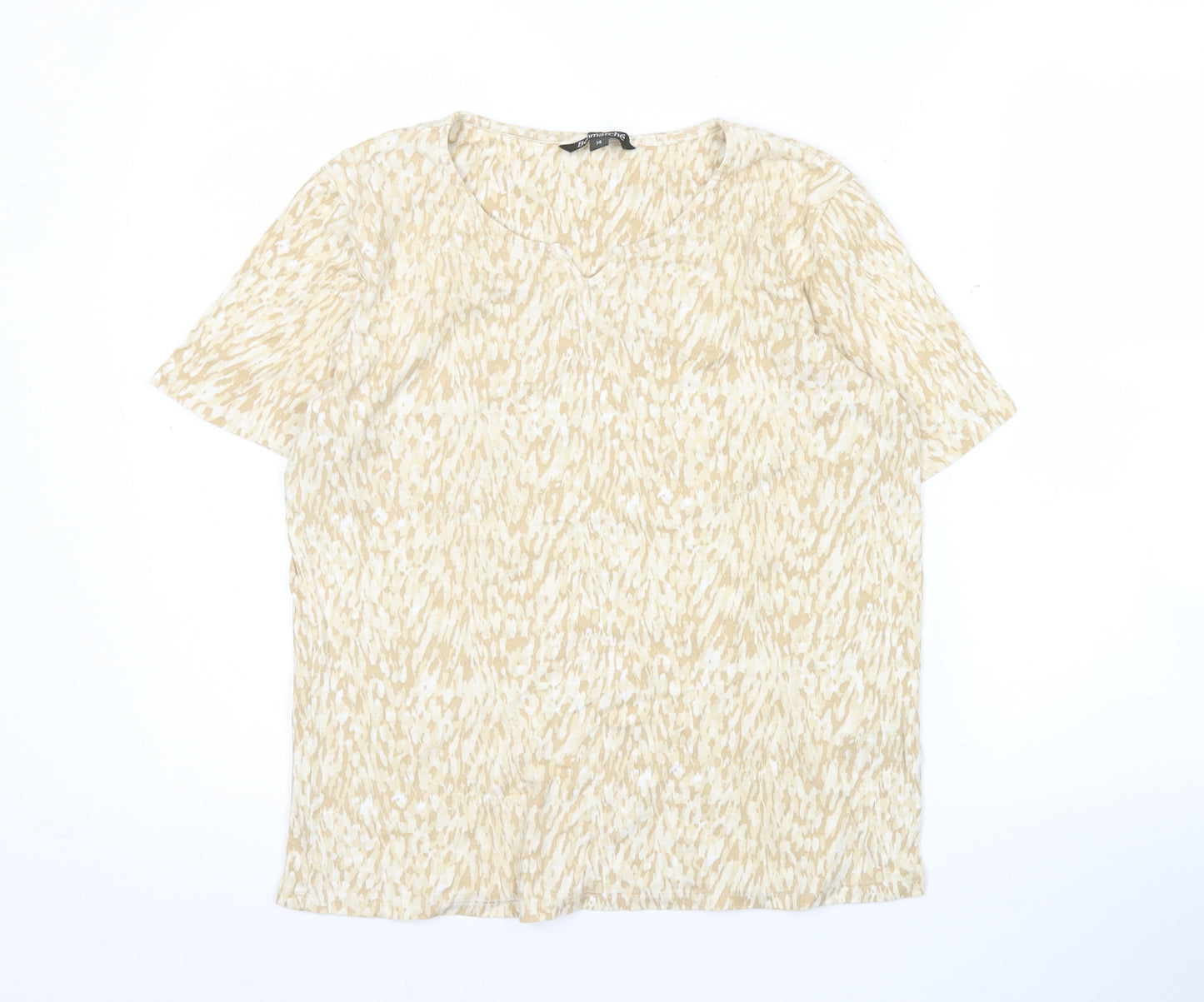 Bonmarché Women’s Beige Animal Print Cotton T-Shirt Size 14