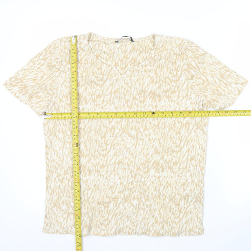 Bonmarché Women’s Beige Animal Print Cotton T-Shirt Size 14