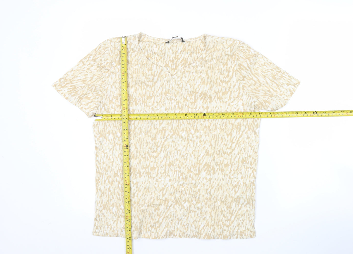 Bonmarché Women’s Beige Animal Print Cotton T-Shirt Size 14