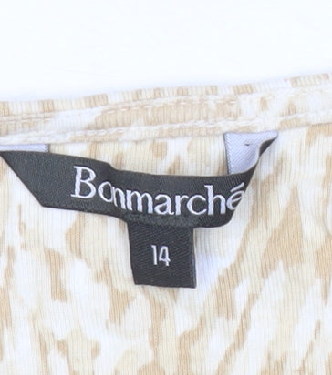 Bonmarché Women’s Beige Animal Print Cotton T-Shirt Size 14