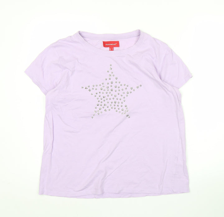 Paramour Womens Purple Size 12 Cotton Studded Star T-Shirt