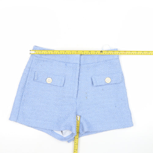 River Island Women Blue Size 10 Bouclé High Rise Shorts