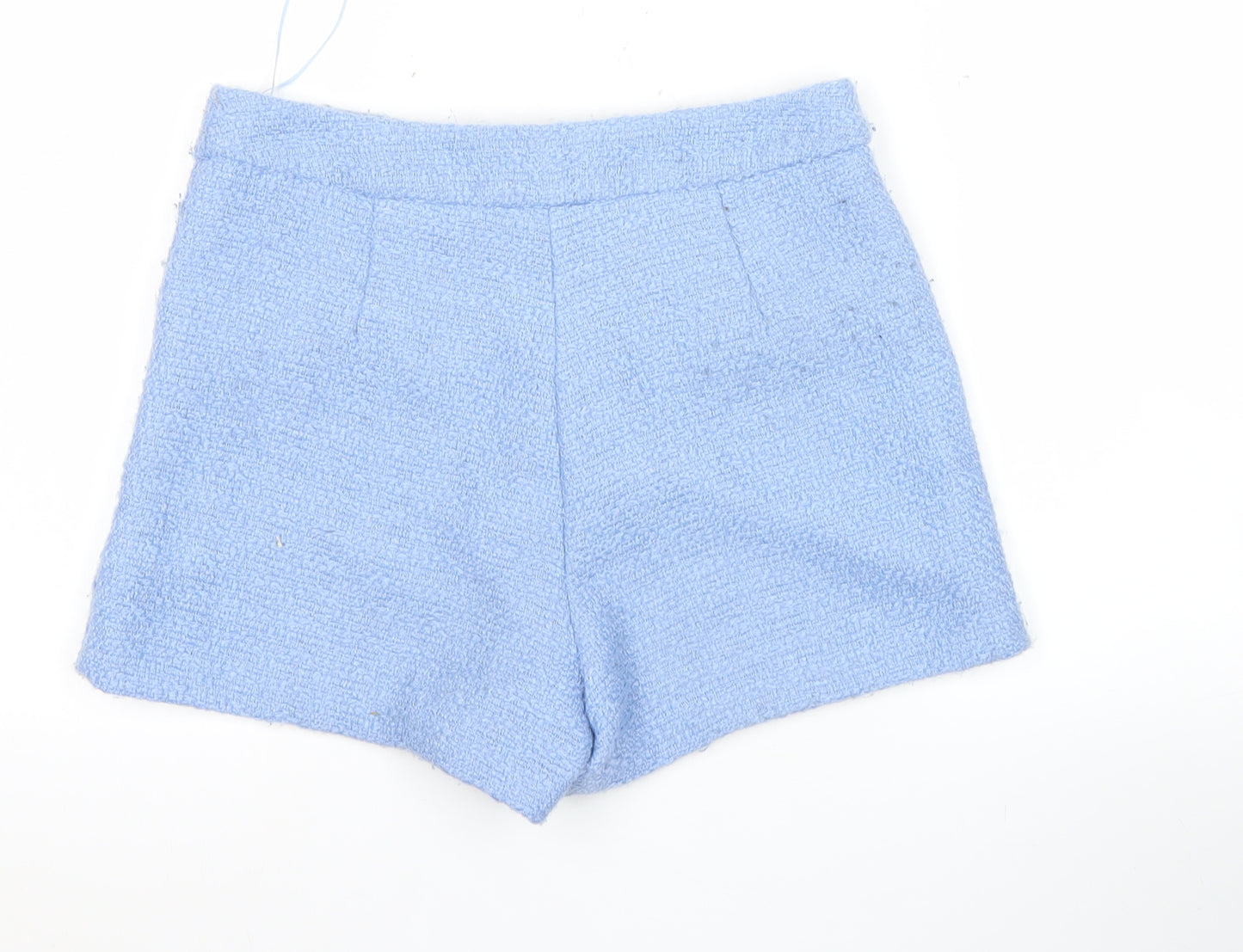 River Island Women Blue Size 10 Bouclé High Rise Shorts