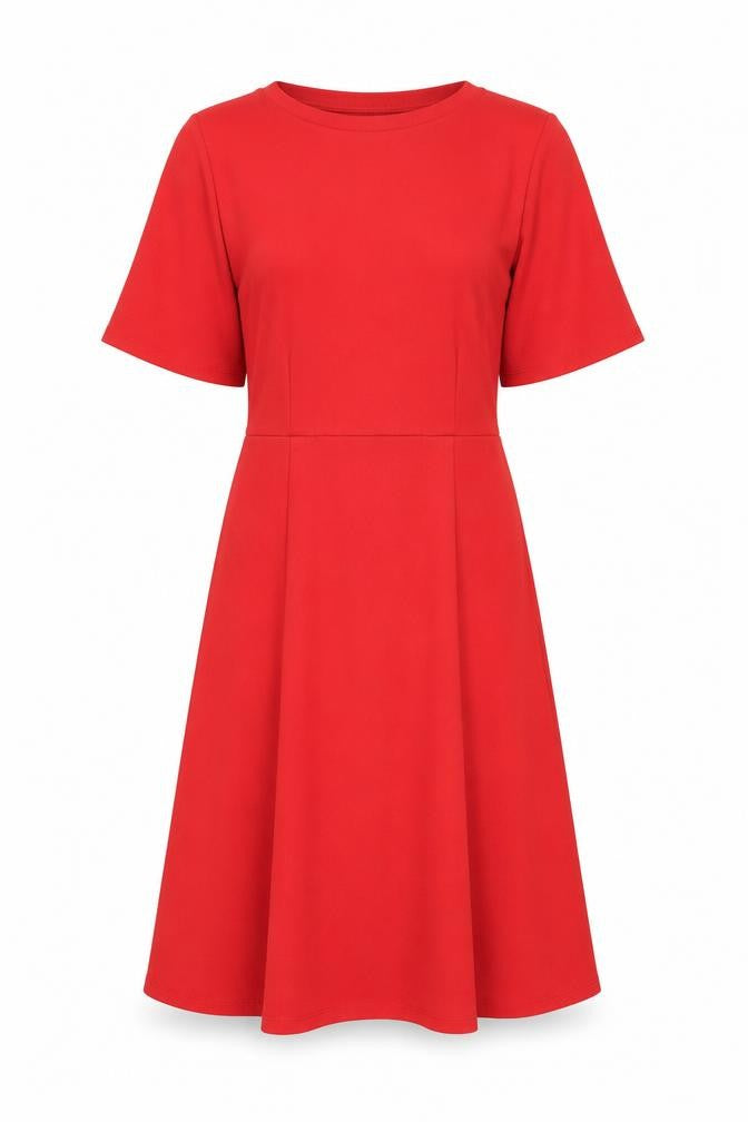 H&M Women’s Red Fit & Flare Dress Size 8 Short Sleeve Knee Length
