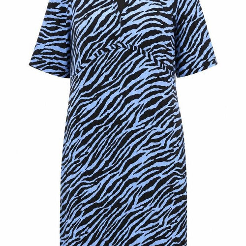 Noosnow Womens Blue Black Animal Print Midi Shift Dress XL