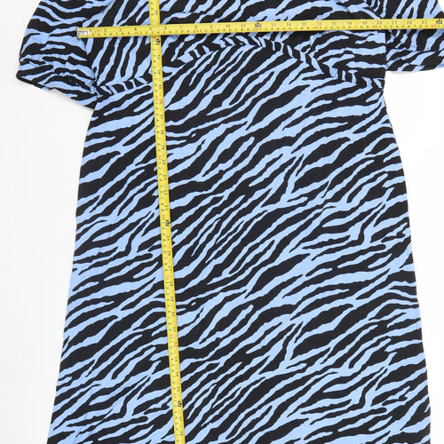 Noosnow Womens Blue Black Animal Print Midi Shift Dress XL