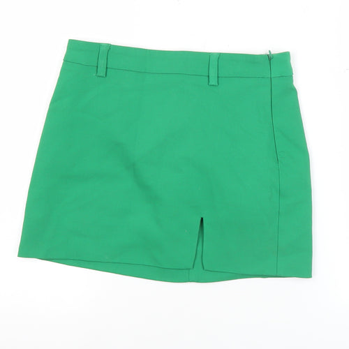 Stradivarius Women Green Size 6 Pencil Skirt Short Stretch Zip