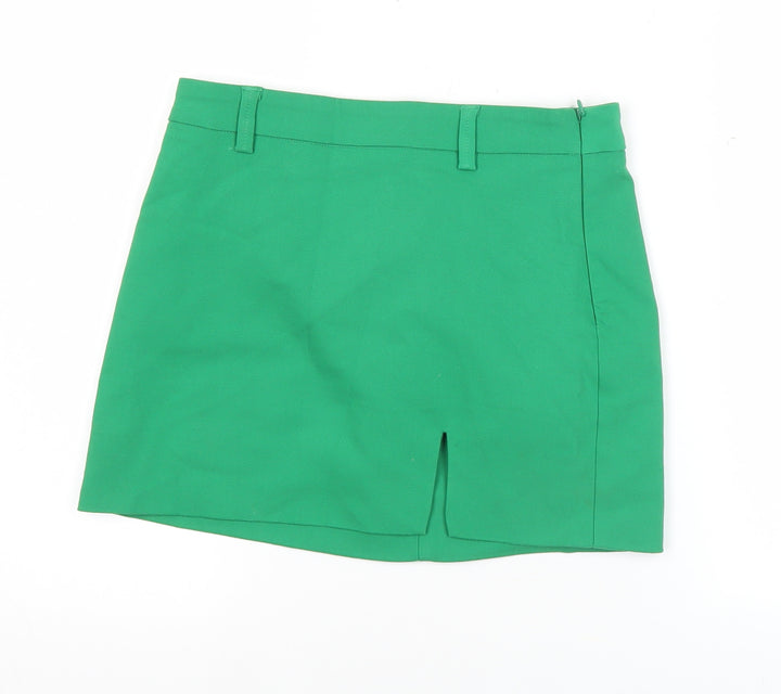 Stradivarius Women Green Size 6 Pencil Skirt Short Stretch Zip