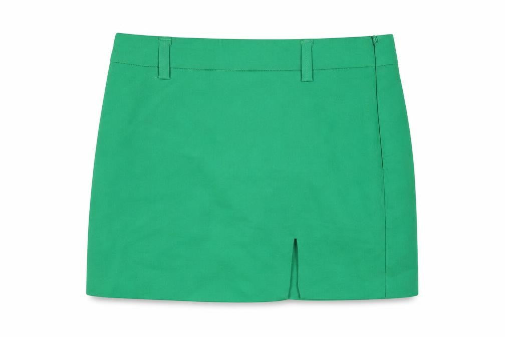 Stradivarius Women Green Size 6 Pencil Skirt Short Stretch Zip