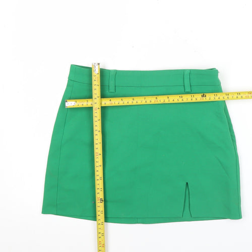 Stradivarius Women Green Size 6 Pencil Skirt Short Stretch Zip