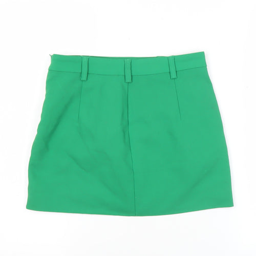 Stradivarius Women Green Size 6 Pencil Skirt Short Stretch Zip
