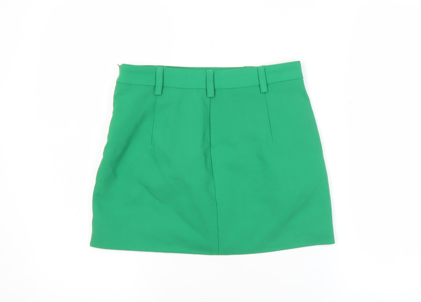 Stradivarius Women Green Size 6 Pencil Skirt Short Stretch Zip