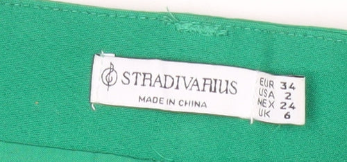 Stradivarius Women Green Size 6 Pencil Skirt Short Stretch Zip