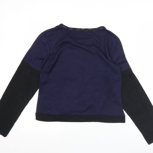 Enjoy Womens Blue Embroidered Long Sleeve T-Shirt Size 14