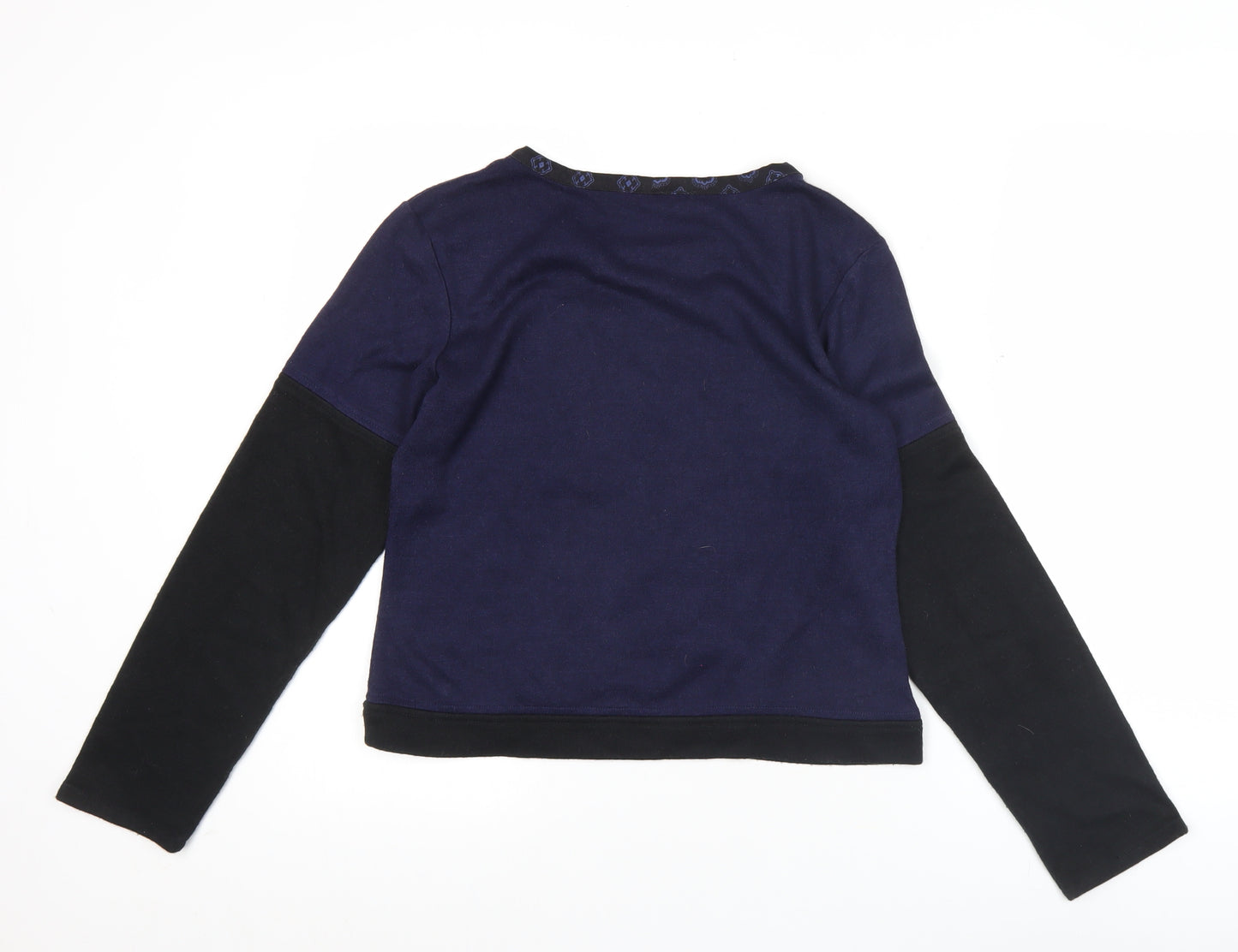 Enjoy Womens Blue Embroidered Long Sleeve T-Shirt Size 14