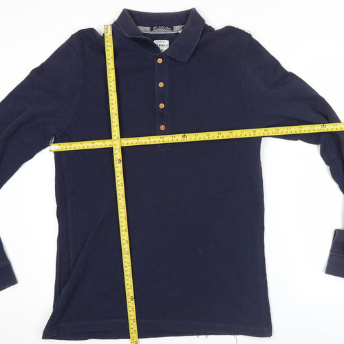 Esprit Men’s Blue Long Sleeve Polo Shirt Size M Cotton Classic Casual