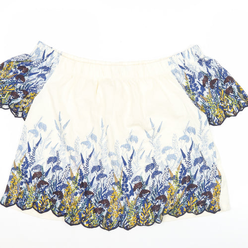 Marks and Spencer Women Ivory Floral Tunic Blouse Size 14