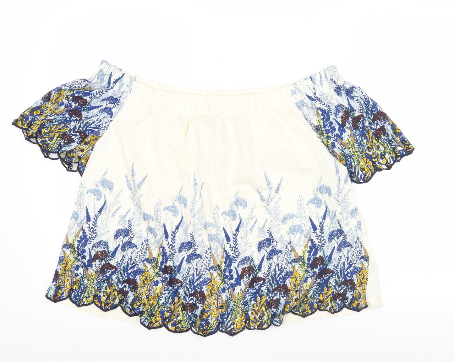 Marks and Spencer Women Ivory Floral Tunic Blouse Size 14