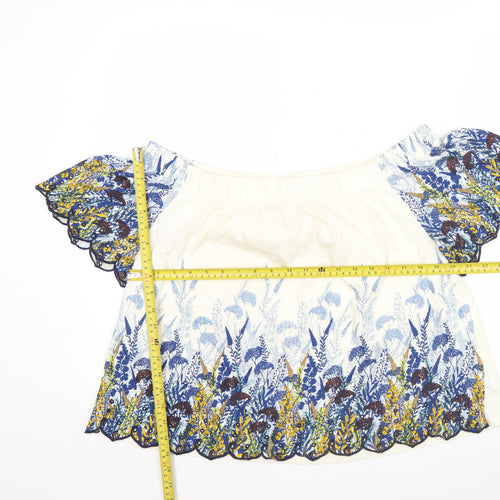 Marks and Spencer Women Ivory Floral Tunic Blouse Size 14