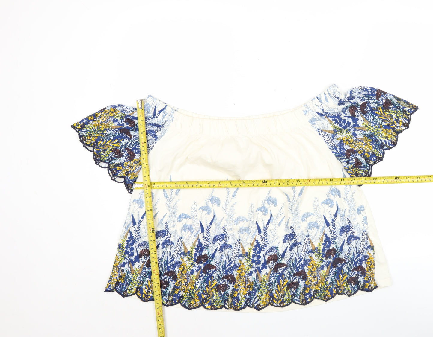 Marks and Spencer Women Ivory Floral Tunic Blouse Size 14
