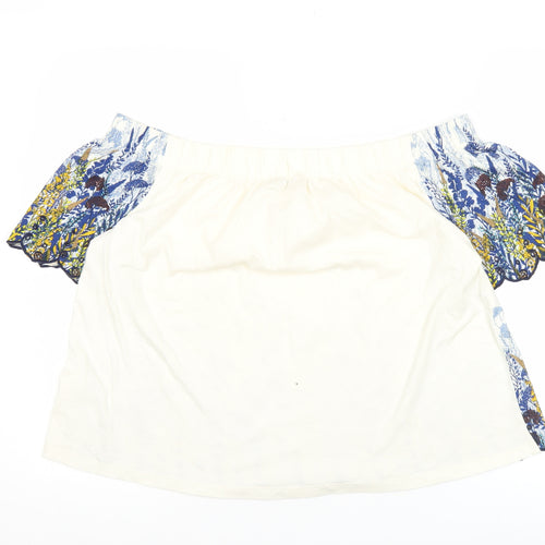 Marks and Spencer Women Ivory Floral Tunic Blouse Size 14