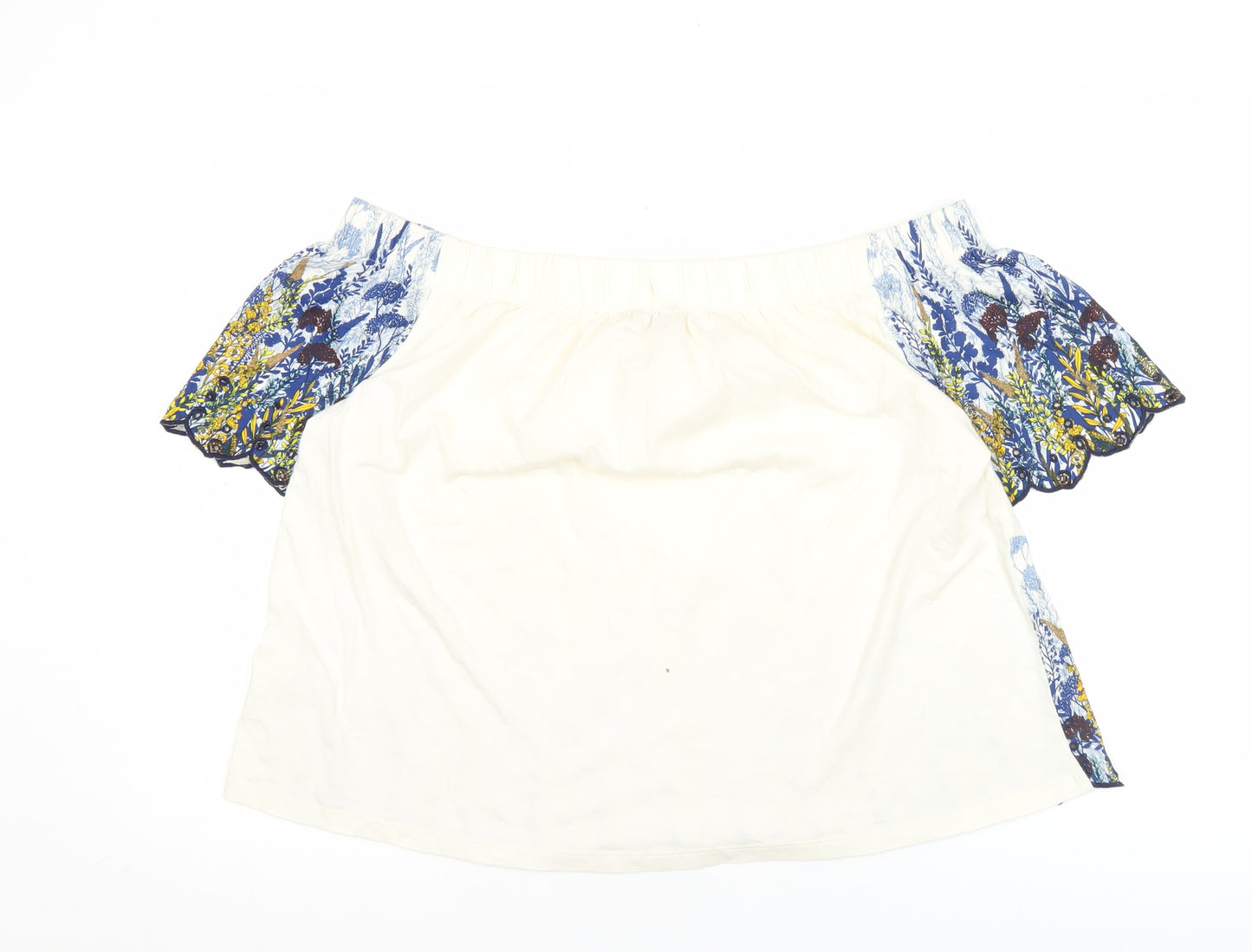 Marks and Spencer Women Ivory Floral Tunic Blouse Size 14