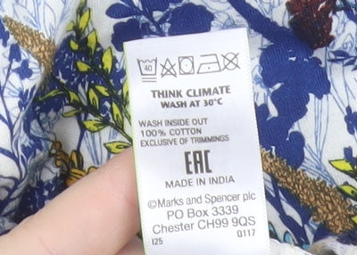 Marks and Spencer Women Ivory Floral Tunic Blouse Size 14