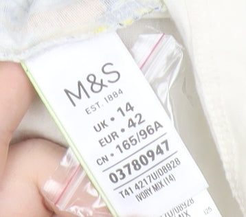 Marks and Spencer Women Ivory Floral Tunic Blouse Size 14