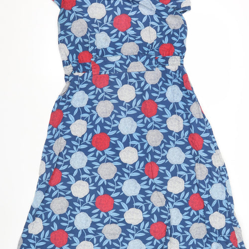 Seasalt Women’s Blue Floral A-Line Cotton Knee Length Dress Size 10