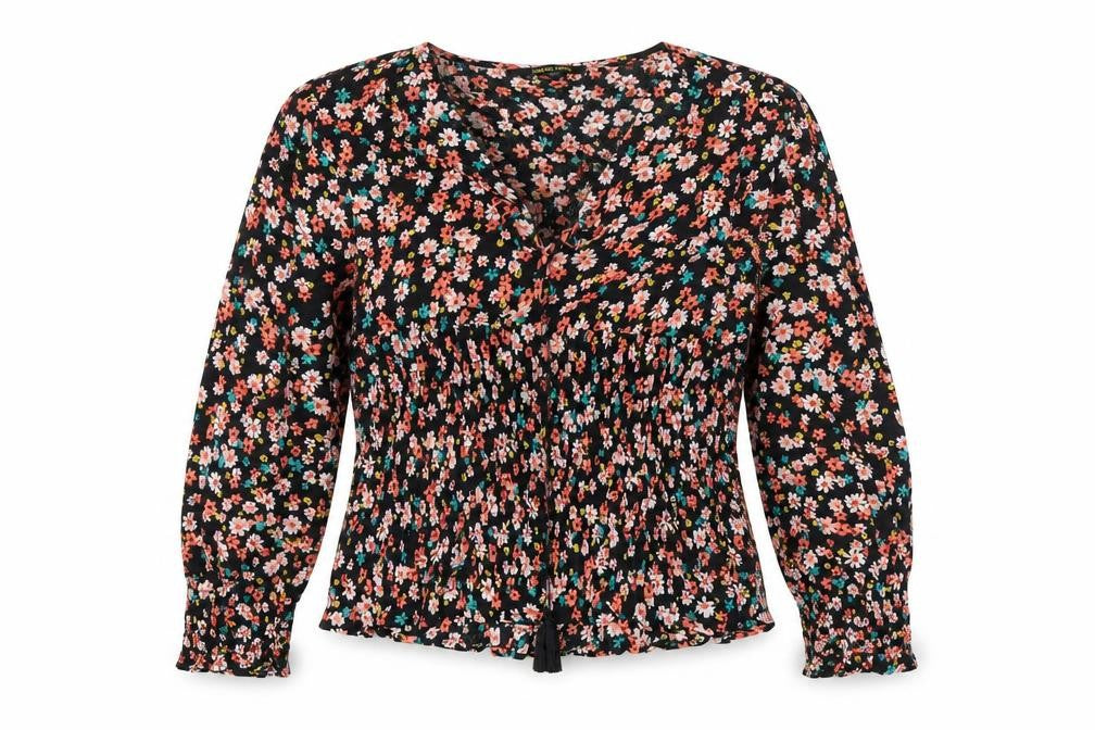 Front view of Urban Gypsy women’s multicoloured floral tunic blouse m