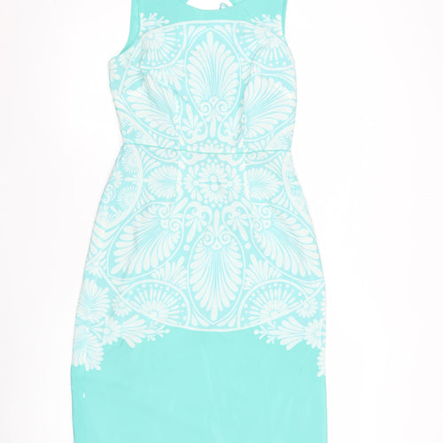 Monsoon Women’s Blue Size 8 Sheath Floral Sleeveless Party Dress