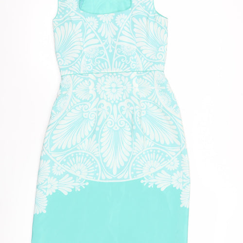 Monsoon Women’s Blue Size 8 Sheath Floral Sleeveless Party Dress