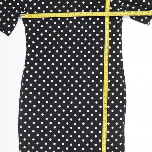 Dorothy Perkins Women Black Polka Dot Sheath Dress Size 14