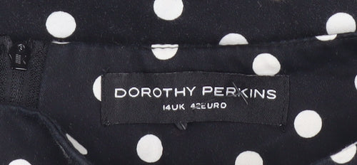 Dorothy Perkins Women Black Polka Dot Sheath Dress Size 14