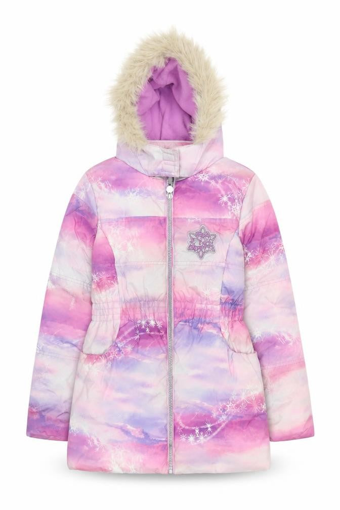 Disney Frozen Girls Pink Purple Puffer Jacket Coat Age 11 Years Hooded