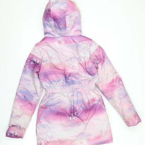 Disney Frozen Girls Pink Purple Puffer Jacket Coat Age 11 Years Hooded
