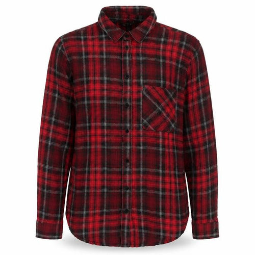 Topshop Women Red Plaid Button-Up Shirt UK 8 Long Sleeve Casual Viscose