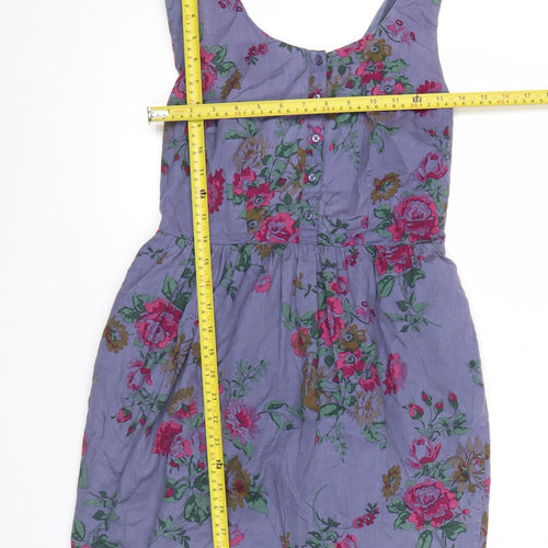 Jack Wills Women’s Purple Floral Skater Dress UK 8 Cotton Sleeveless