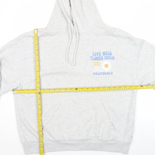 Pull&Bear Teens Grey Graphic Hoodie S California Flower Child