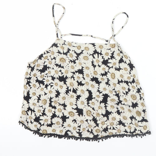 ASOS Women’s Black Floral Camisole Tank Top Size 6 Spaghetti Strap Summer