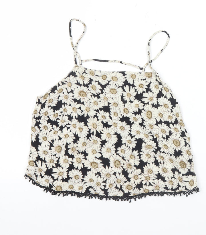 ASOS Women’s Black Floral Camisole Tank Top Size 6 Spaghetti Strap Summer