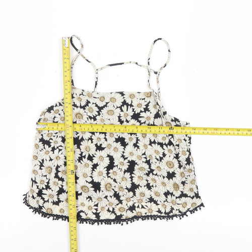 ASOS Women’s Black Floral Camisole Tank Top Size 6 Spaghetti Strap Summer