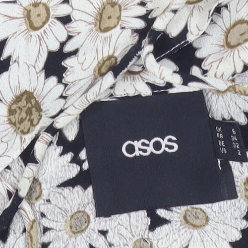 ASOS Women’s Black Floral Camisole Tank Top Size 6 Spaghetti Strap Summer