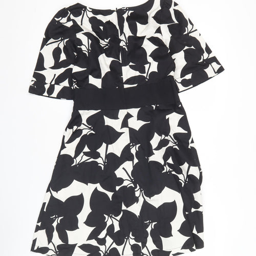 French Connection Women’s Black White A-Line Dress Size 10 V-Neck