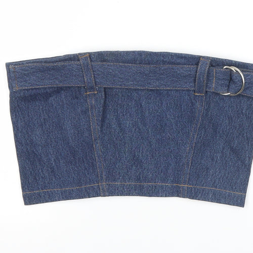 Beyond Retro Women’s Blue Denim Strapless Cropped Top S