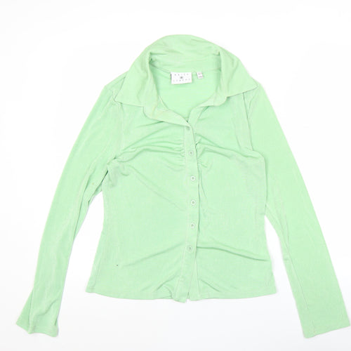 Daisy Street Womens Green Size 14 Collared Button-Up Top