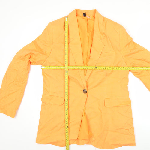 H&M Women's Orange XS Linen Viscose Single-Breasted Blazer
