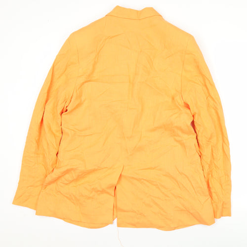 H&M Women's Orange XS Linen Viscose Single-Breasted Blazer