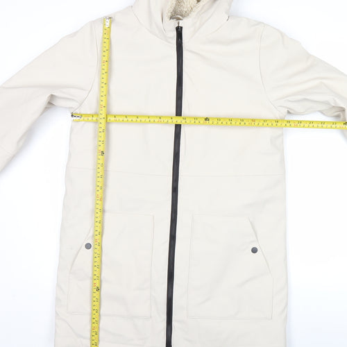 George Girls Ivory Hooded Parka Coat 13-14 Years Long Sleeve Lined